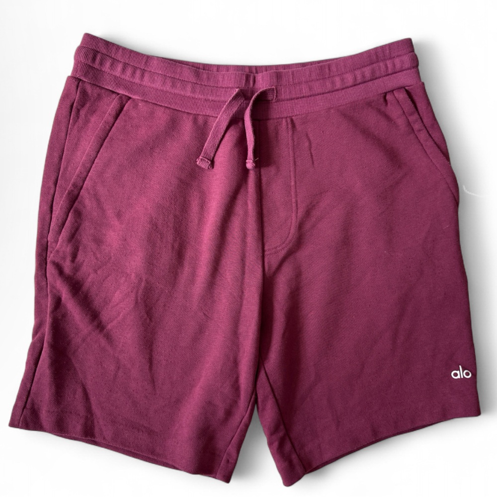 ALO Yoga Men’s Burgundy/Maroon Hoodie and Shorts Set - Size Large - Picture 6 of 9